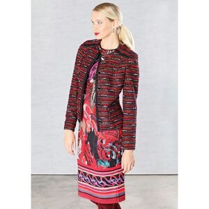 BASLER Womens Red Striped Blazer Jacket Size: 10